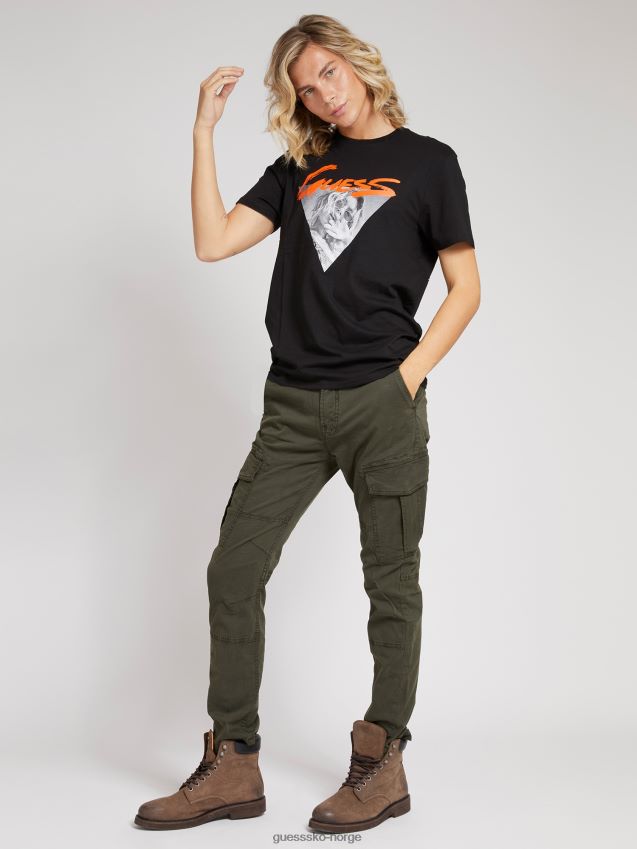 Guess svart t-skjorte med trykk foran svart menn F0LJ801499