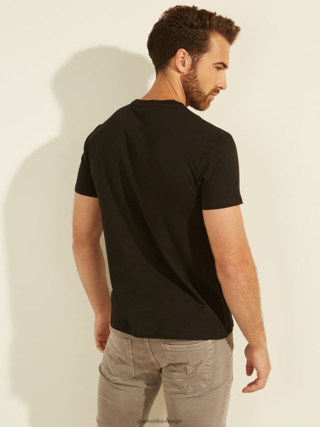 Guess svart t-skjorte med trykk foran svart menn F0LJ801499
