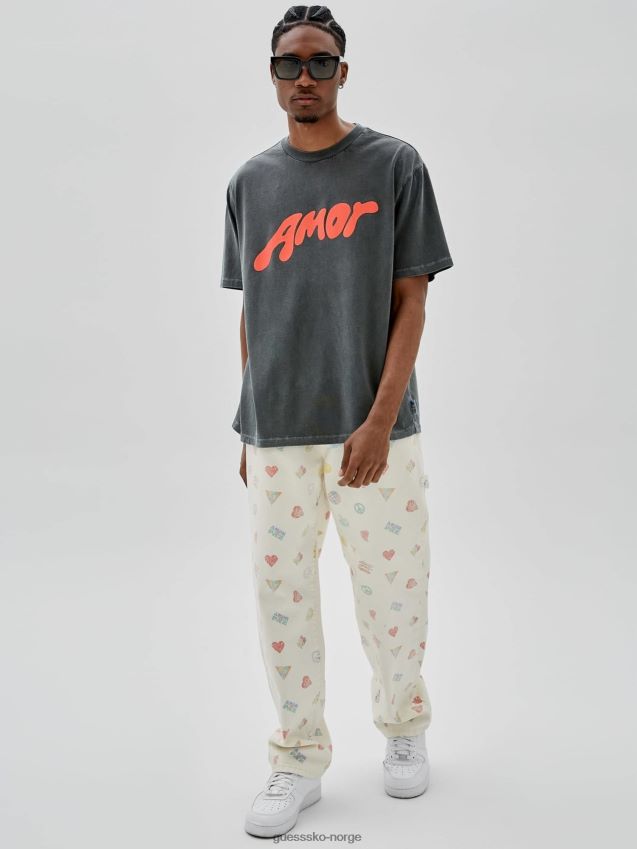 Guess svart t-skjorte med trykk foran svart menn F0LJ80570