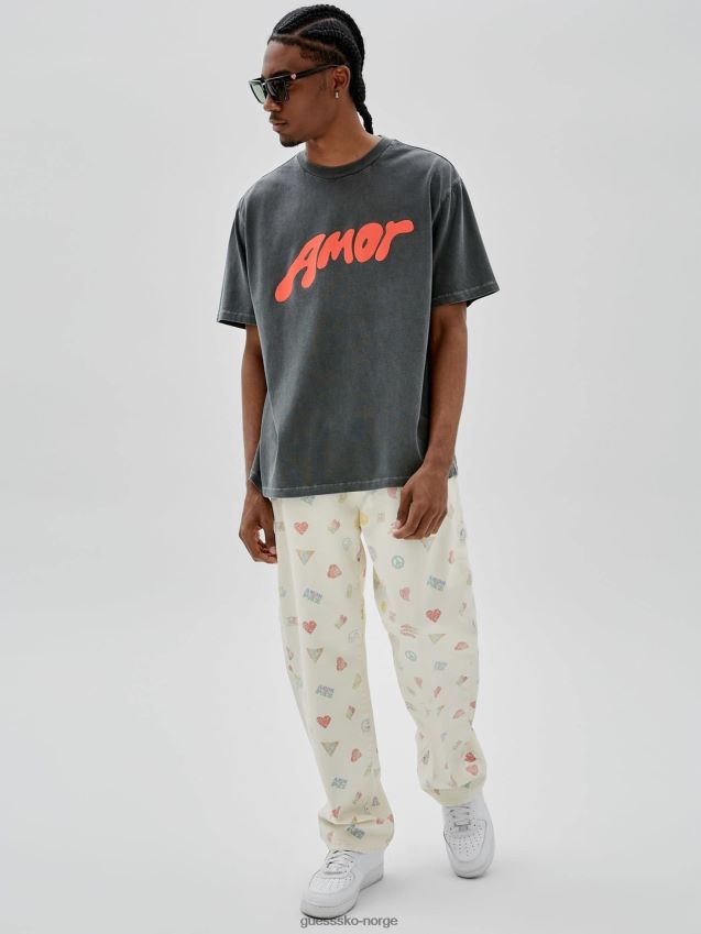 Guess svart t-skjorte med trykk foran svart menn F0LJ80570