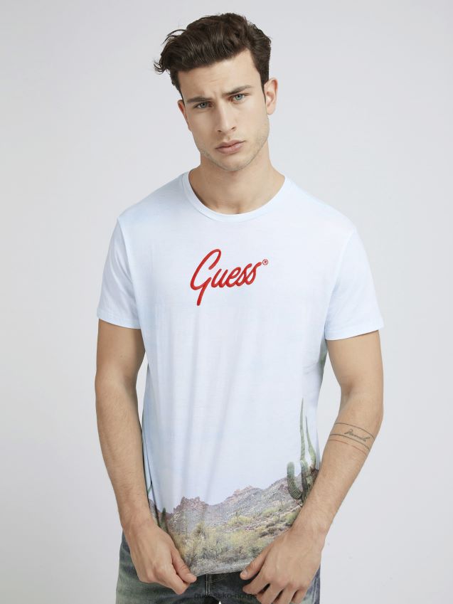 Guess t-skjorte med all-over print hvit multi hvit multi menn F0LJ801560
