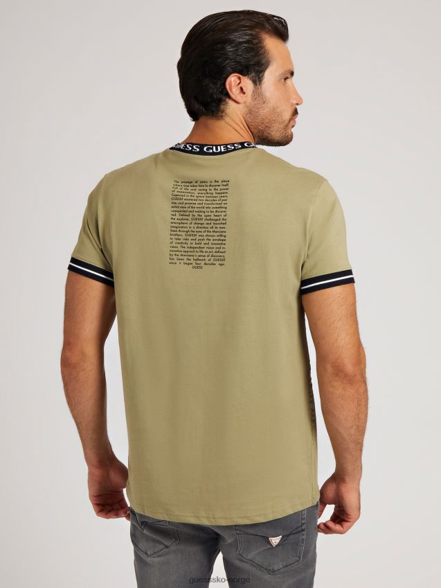 Guess t-skjorte med grønn logobånd grønn menn F0LJ80213