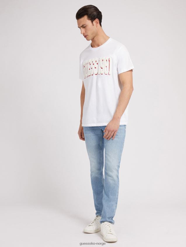 Guess t-skjorte med hvit patch-logo hvit menn F0LJ8099