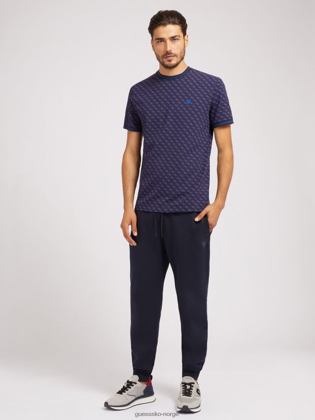 Guess t-skjorte med logo over hele blå blå menn F0LJ80812