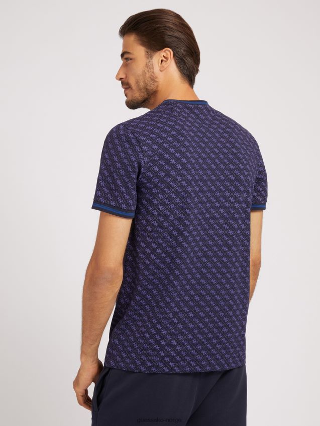 Guess t-skjorte med logo over hele blå blå menn F0LJ80812