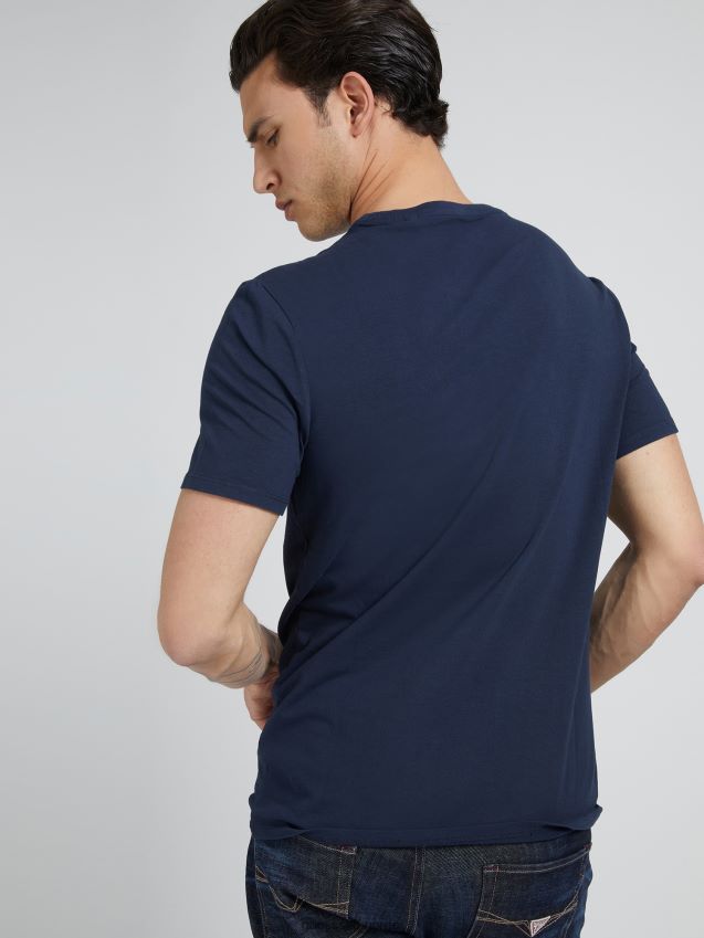 Guess trend blå t-skjorte med logo foran blå menn F0LJ801349