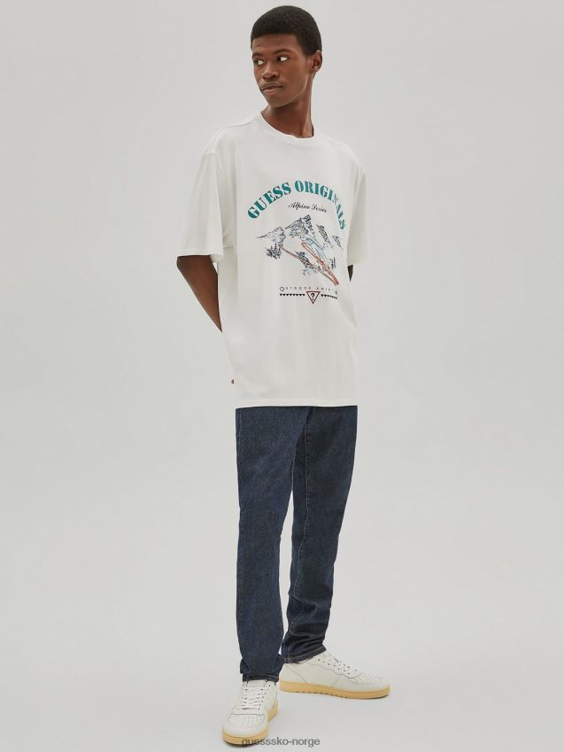 Guess trend hvit t-skjorte med logo foran hvit menn F0LJ801465