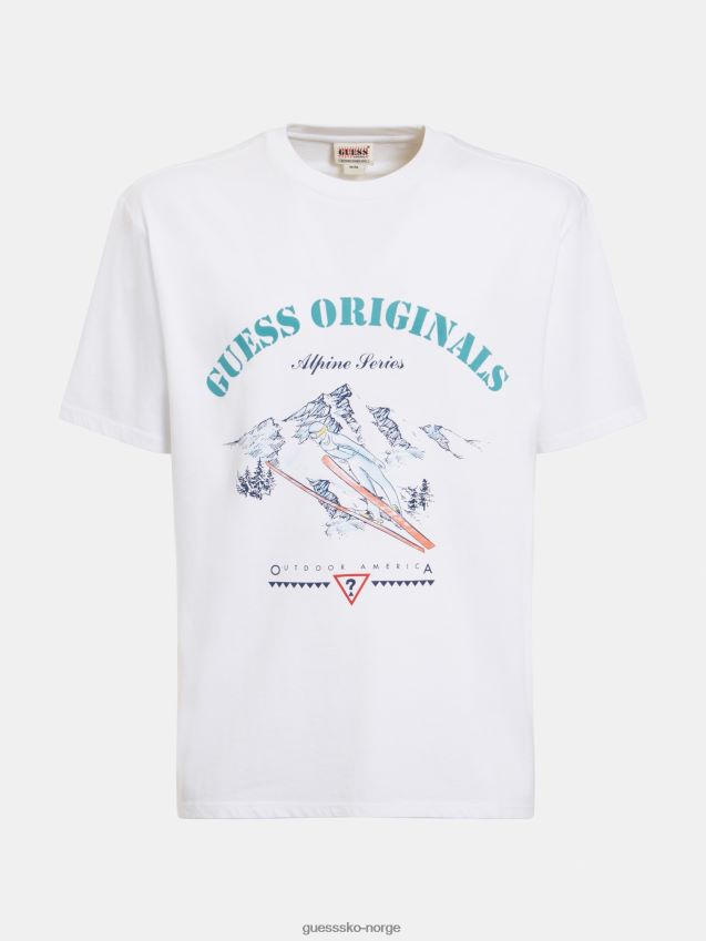 Guess trend hvit t-skjorte med logo foran hvit menn F0LJ801465