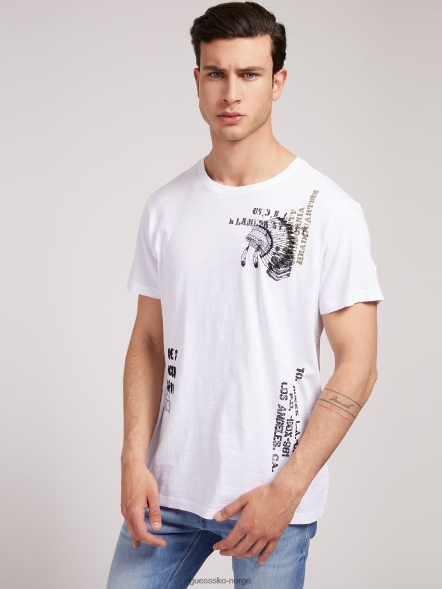 Guess trend t-skjorte med trykk foran, hvit hvit menn F0LJ801119