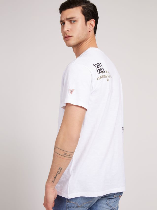 Guess trend t-skjorte med trykk foran, hvit hvit menn F0LJ801119