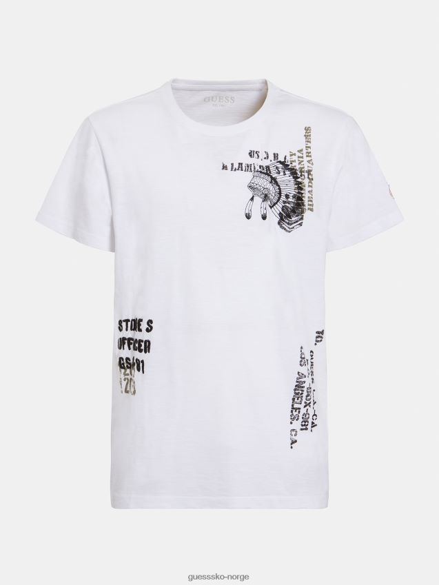 Guess trend t-skjorte med trykk foran, hvit hvit menn F0LJ801119