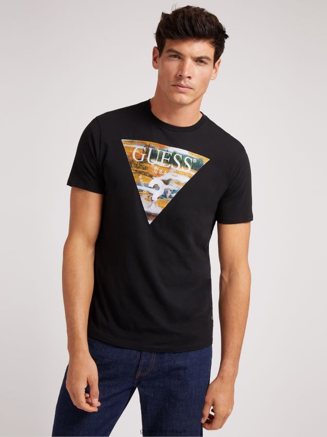 Guess triangel logo t-skjorte svart ny trend svart menn F0LJ801272