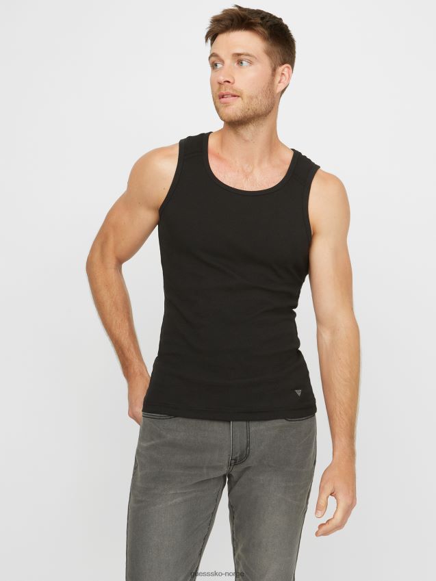 Guess jet black bradford rib tank kulsvart menn F0LJ808130
