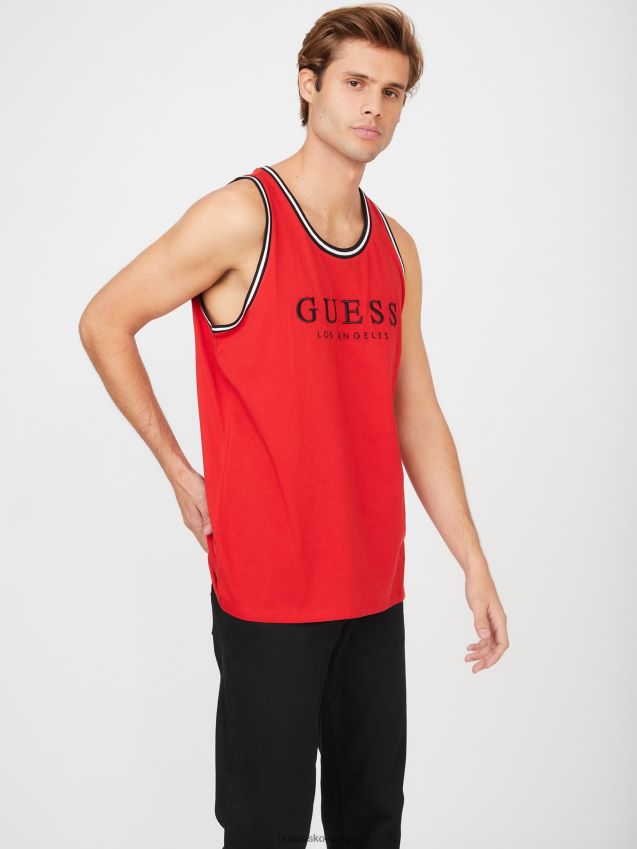 Guess nichols brodert logo tank rugby rød rugby rød menn F0LJ808479