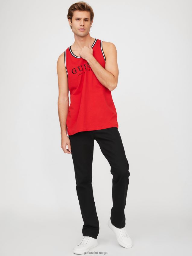 Guess nichols brodert logo tank rugby rød rugby rød menn F0LJ808479