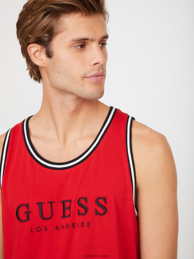 Guess nichols brodert logo tank rugby rød rugby rød menn F0LJ808479