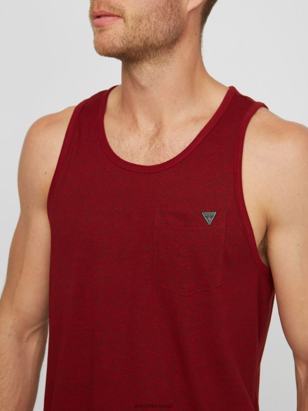 Guess varsity rød multi roy marled tank varsity rød multi menn F0LJ808354