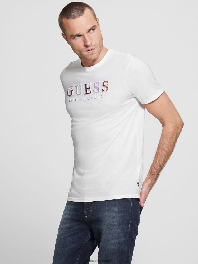 Guess T-skjorte med preget logo ren hvit ren hvit menn F0LJ8010829