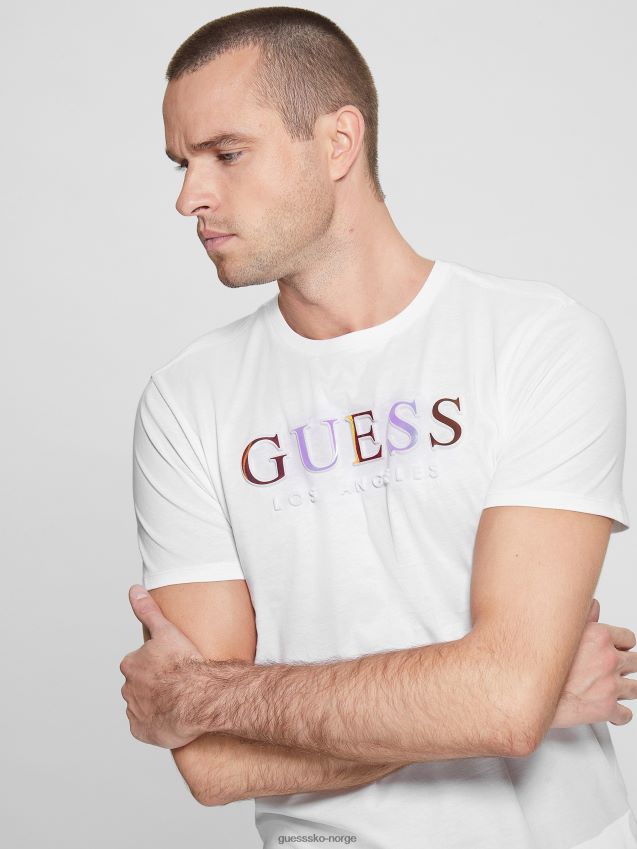 Guess T-skjorte med preget logo ren hvit ren hvit menn F0LJ8010829