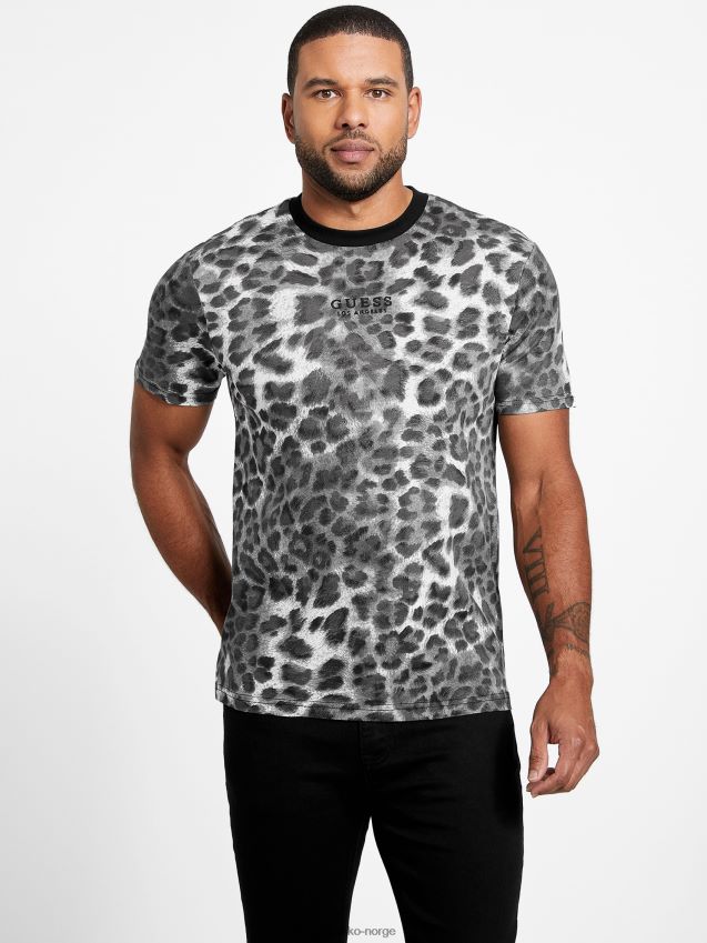 Guess abello leopard t-skjorte i ren hvit Ren hvit menn F0LJ808385