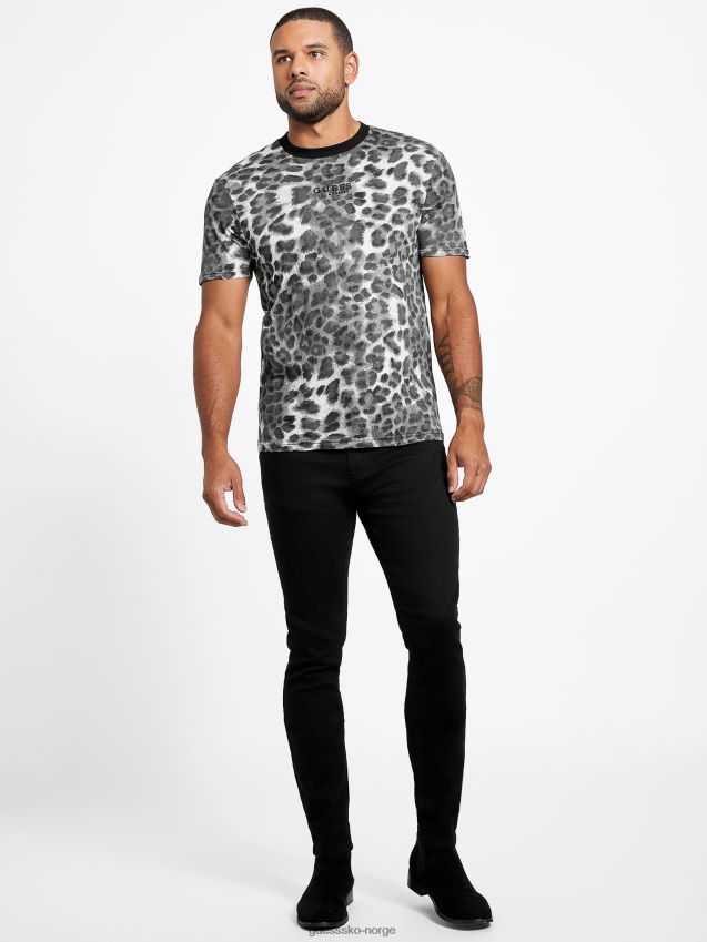 Guess abello leopard t-skjorte i ren hvit Ren hvit menn F0LJ808385