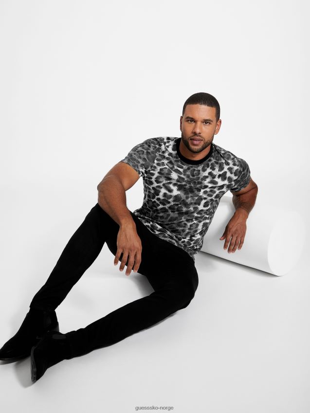 Guess abello leopard t-skjorte i ren hvit Ren hvit menn F0LJ808385