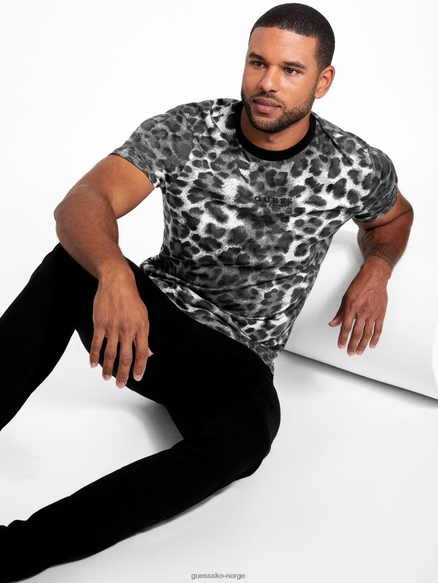 Guess abello leopard t-skjorte i ren hvit Ren hvit menn F0LJ808385