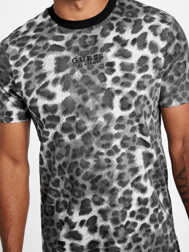 Guess abello leopard t-skjorte i ren hvit Ren hvit menn F0LJ808385