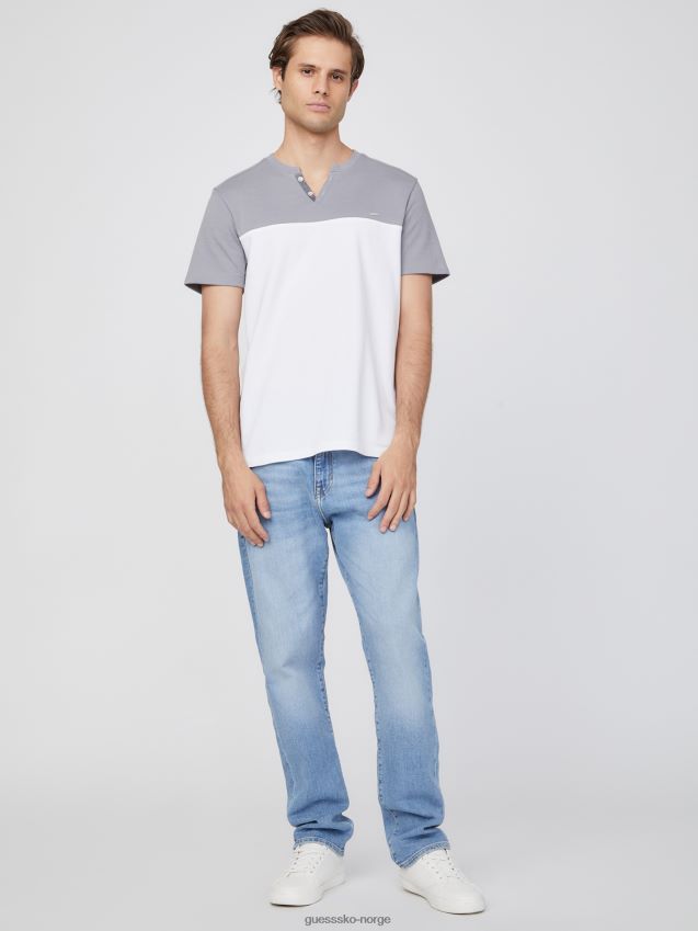 Guess adrian color-block splitt-t-skjorte i ren hvit Ren hvit menn F0LJ808496