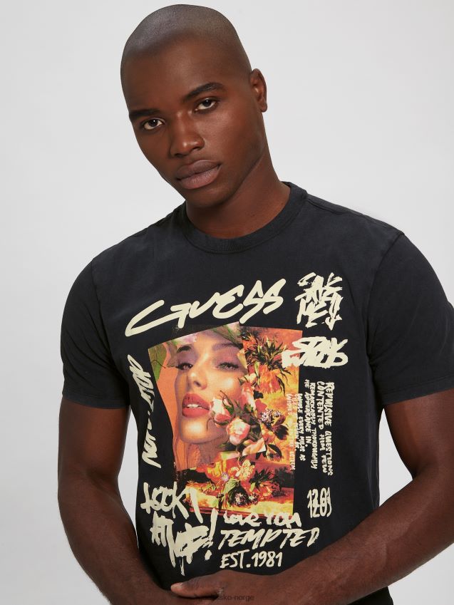Guess allure grafisk tee jet black multi jet black multi menn F0LJ8010847