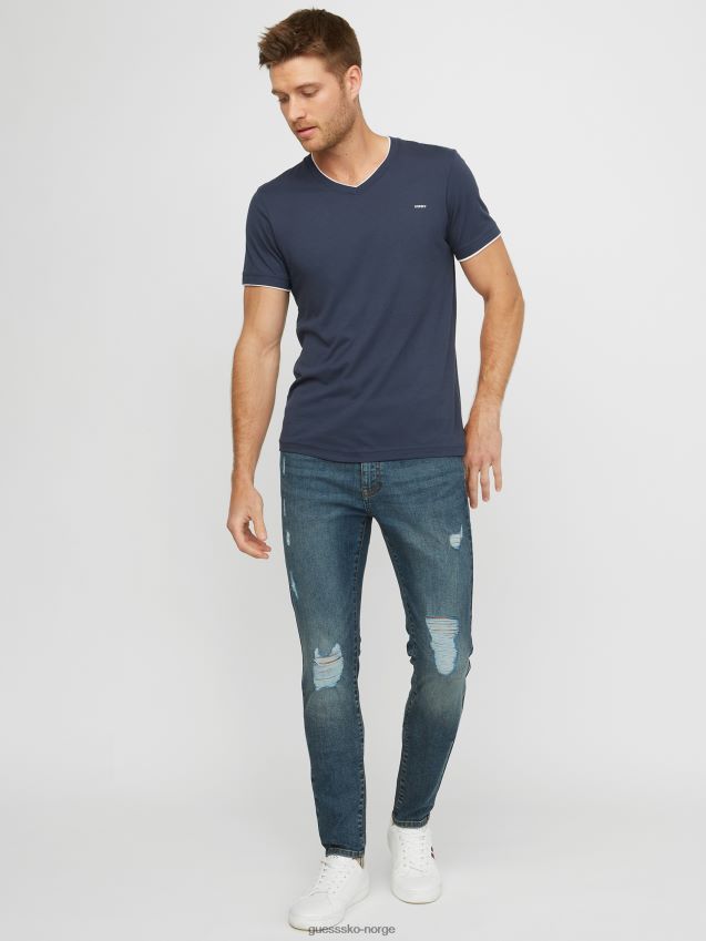Guess armin v-hals indigo jeans indigo jeans menn F0LJ808215