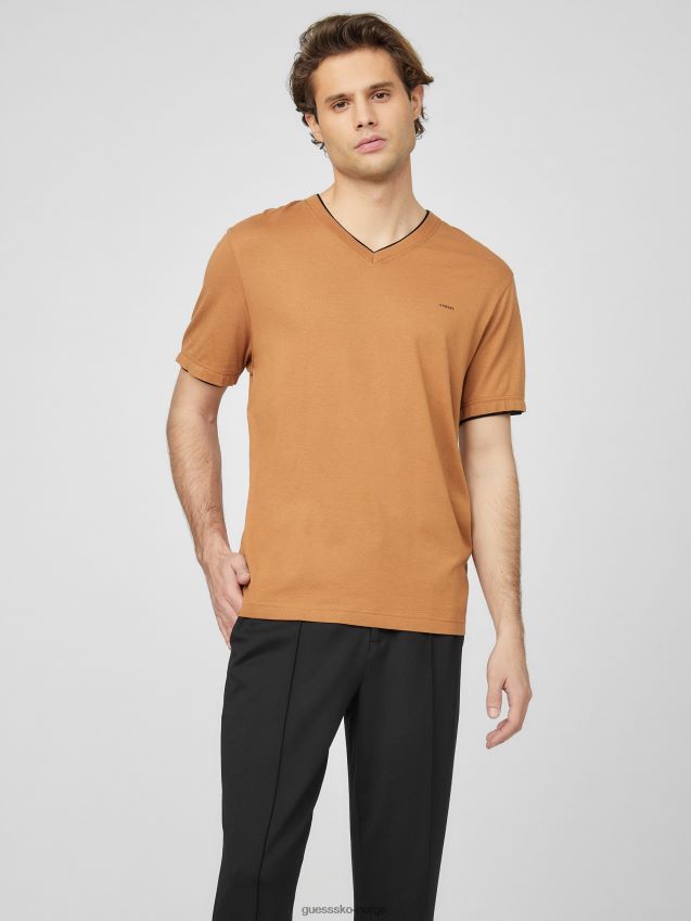 Guess armin v-hals t-skjorte brun topas brun topas menn F0LJ808603
