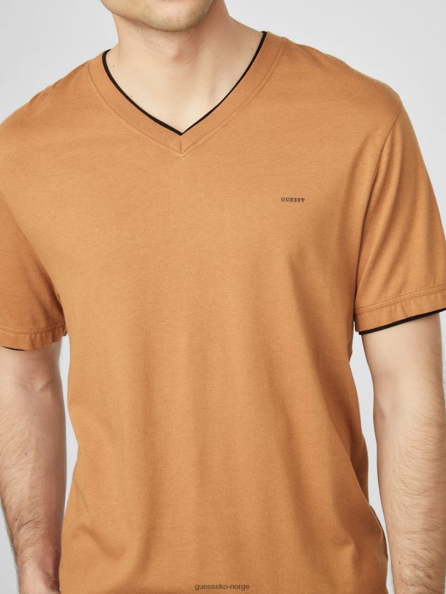 Guess armin v-hals t-skjorte brun topas brun topas menn F0LJ808603