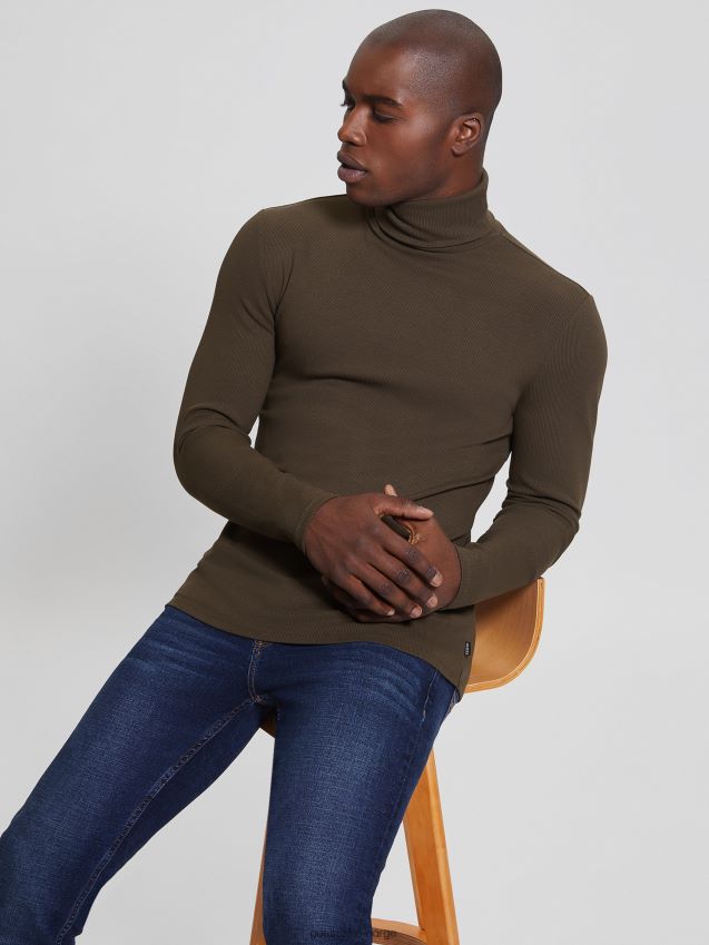 Guess bittersøt kakao mateo turtleneck t-skjorte bittersøt kakao menn F0LJ8010327