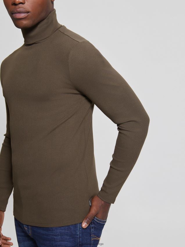 Guess bittersøt kakao mateo turtleneck t-skjorte bittersøt kakao menn F0LJ8010327