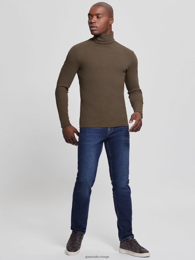 Guess bittersøt kakao mateo turtleneck t-skjorte bittersøt kakao menn F0LJ8010327