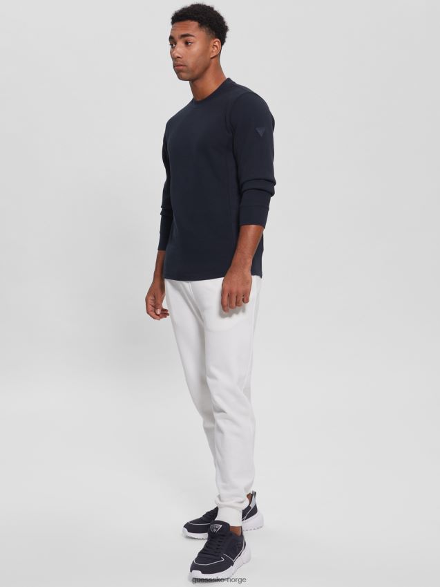 Guess bleu lgant myles vaffel langermet t-skjorte bleu lgant menn F0LJ8010435