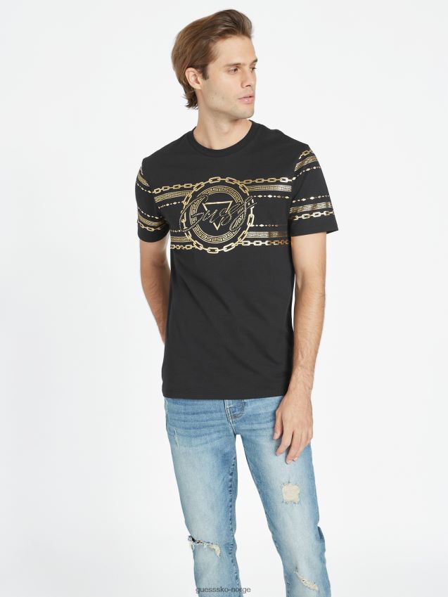 Guess bowman metallic t-skjorte kulsort kulsvart menn F0LJ808466