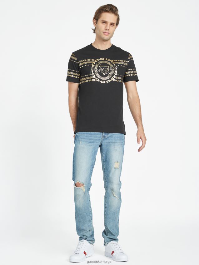 Guess bowman metallic t-skjorte kulsort kulsvart menn F0LJ808466