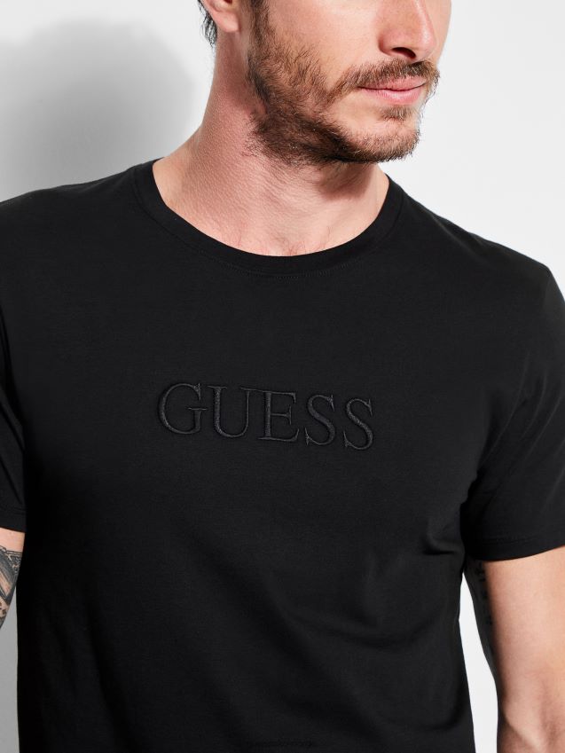 Guess brodert logo t-skjorte kulsort kulsvart menn F0LJ8010781
