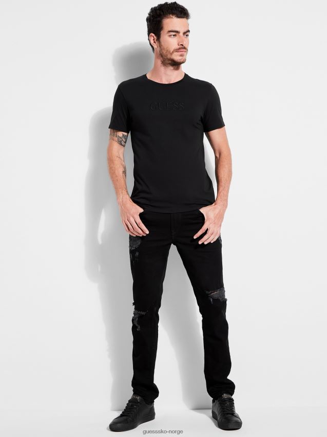 Guess brodert logo t-skjorte kulsort kulsvart menn F0LJ8010781