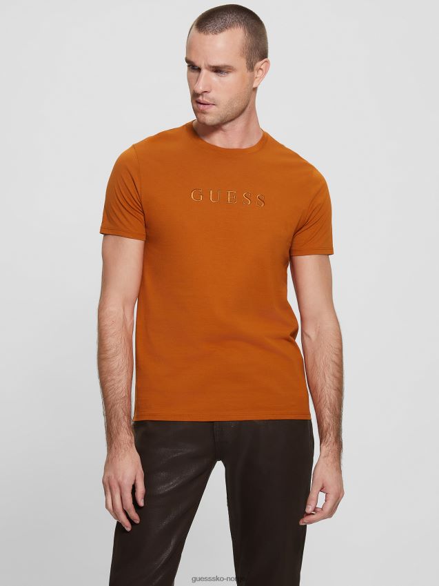 Guess brodert logo t-skjorte varm umbra varm umber menn F0LJ8010731