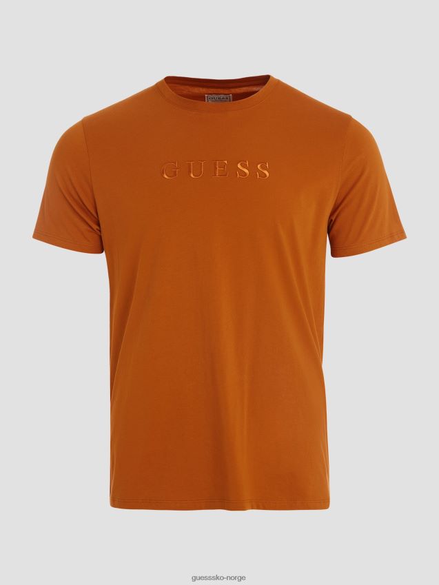 Guess brodert logo t-skjorte varm umbra varm umber menn F0LJ8010731