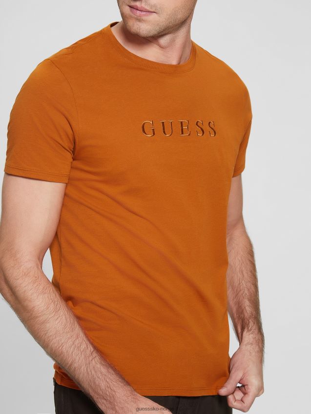 Guess brodert logo t-skjorte varm umbra varm umber menn F0LJ8010731