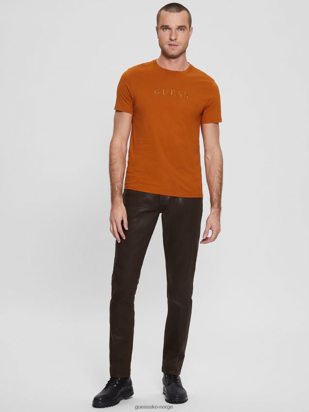 Guess brodert logo t-skjorte varm umbra varm umber menn F0LJ8010731