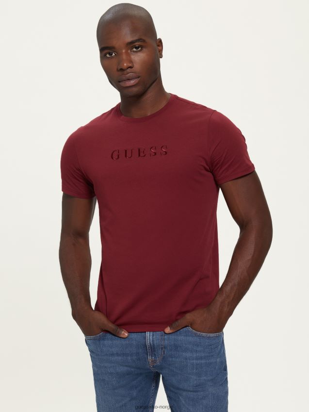 Guess brodert logo t-skjorte vino vino menn F0LJ8010734