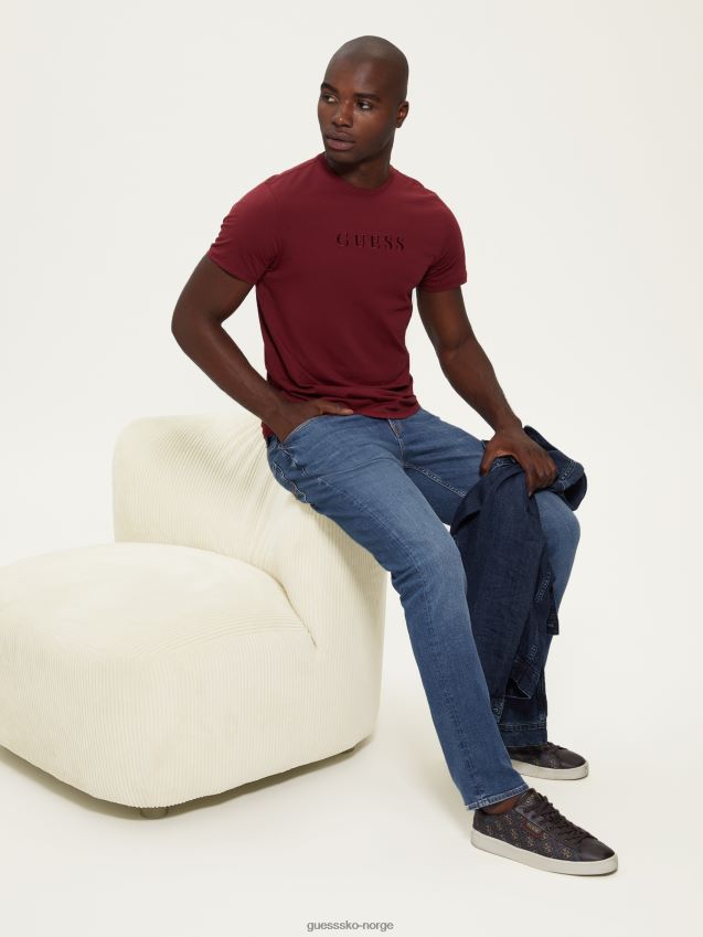 Guess brodert logo t-skjorte vino vino menn F0LJ8010734