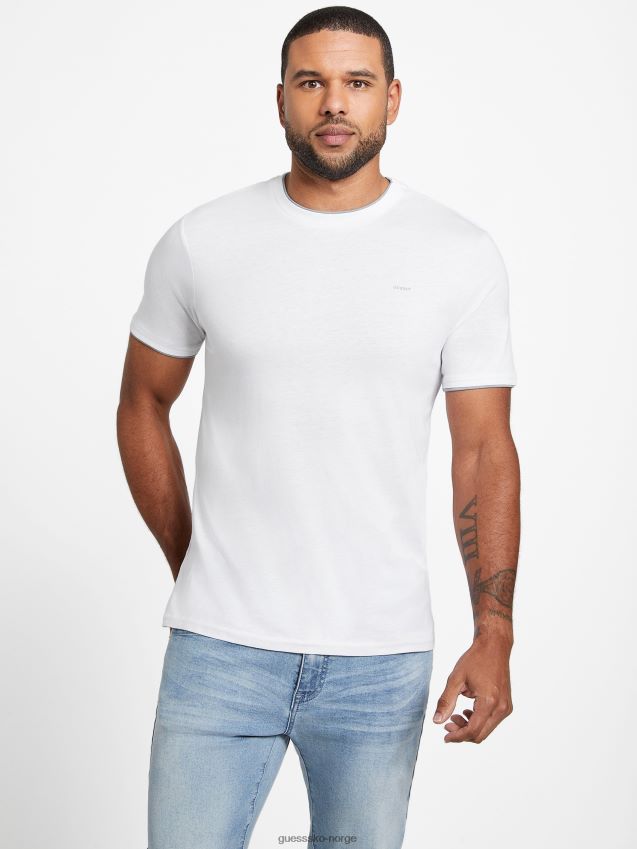 Guess carmin lagdelt t-skjorte ren hvit Ren hvit menn F0LJ808233