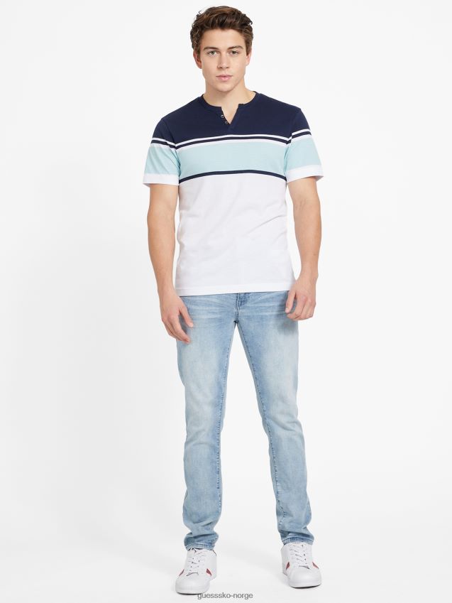 Guess chucky stripete slitte-t-skjorte ren hvit multi ren hvit multi menn F0LJ808310