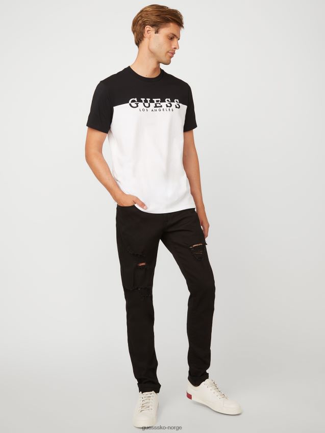 Guess davion fargeblokk-logo-t-skjorte kulsort kulsvart menn F0LJ808006